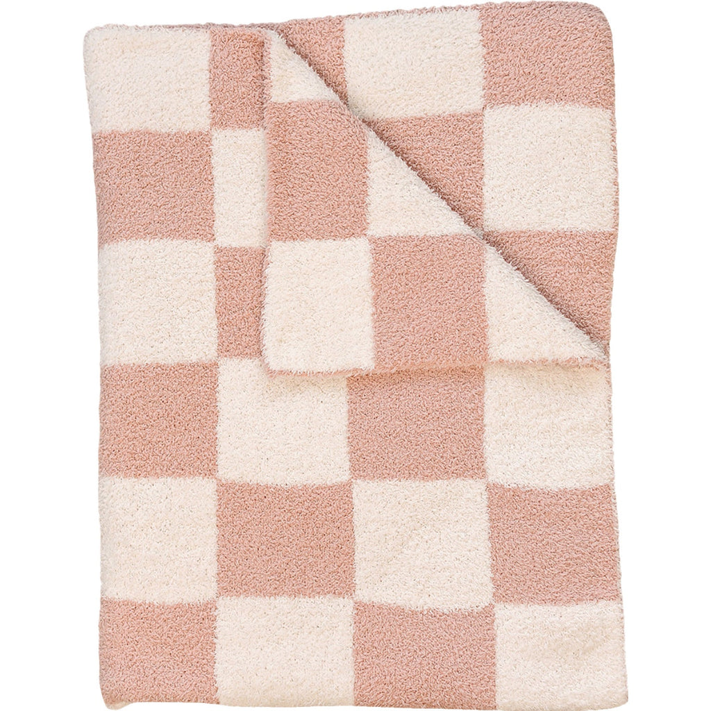 Pink Checkered Plush Blanket