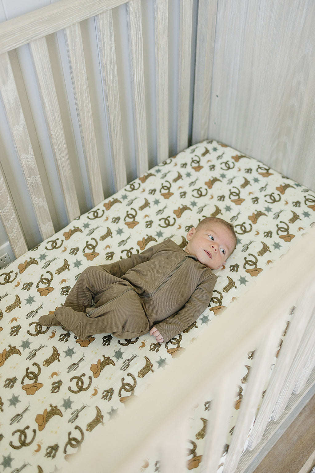 Outlaw Cowboy Muslin Crib Sheet