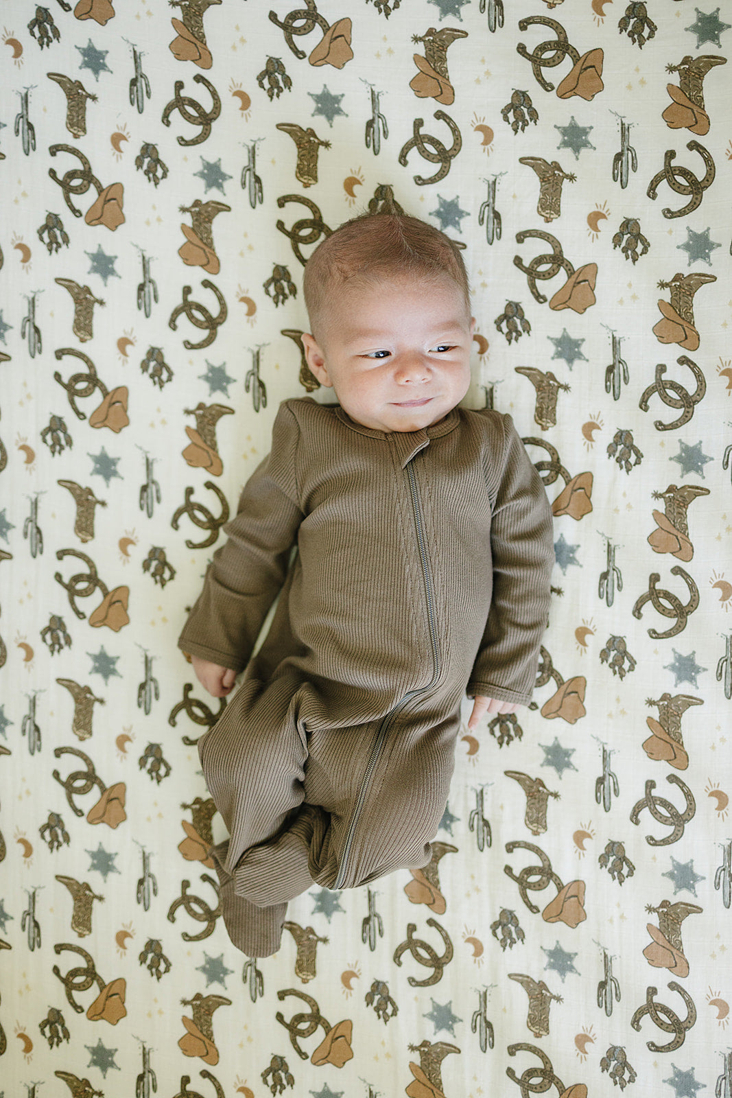Outlaw Cowboy Muslin Crib Sheet
