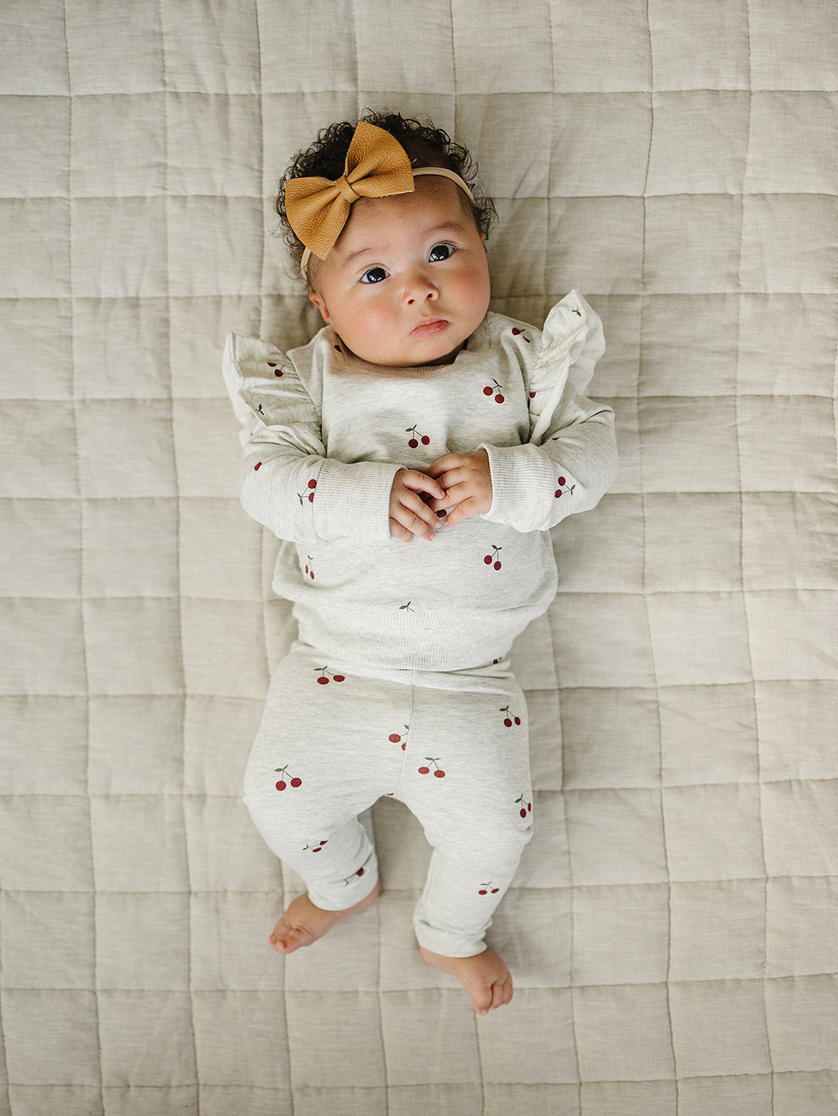 Cherry Ruffle French Terry Set
