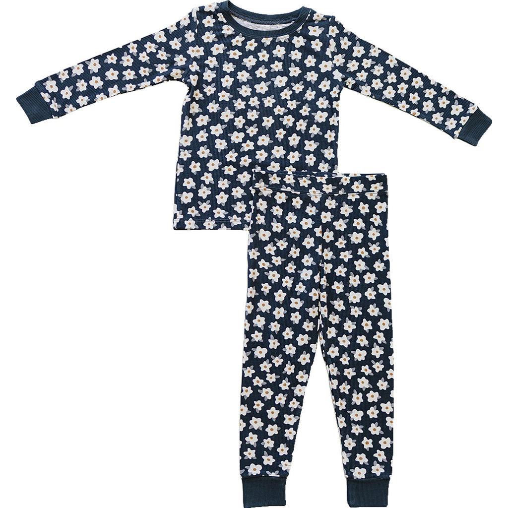 Navy Daisy Ribbed Bamboo Cozy Set
