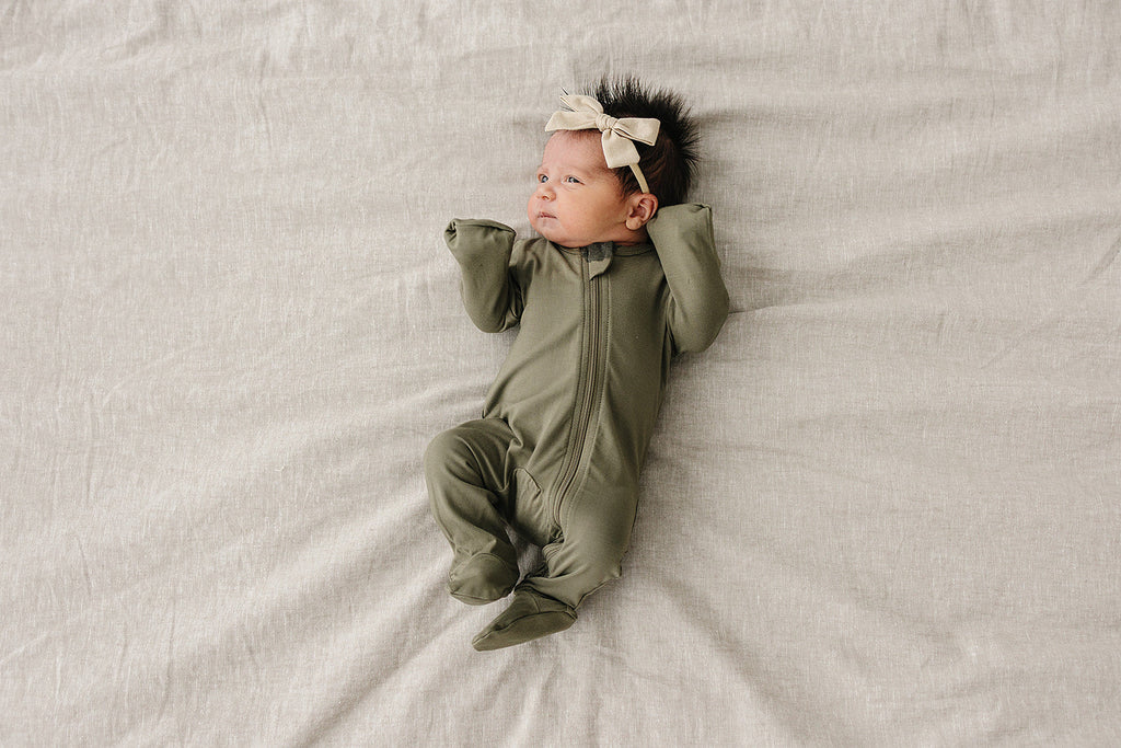 Olive Bamboo Footed Zipper