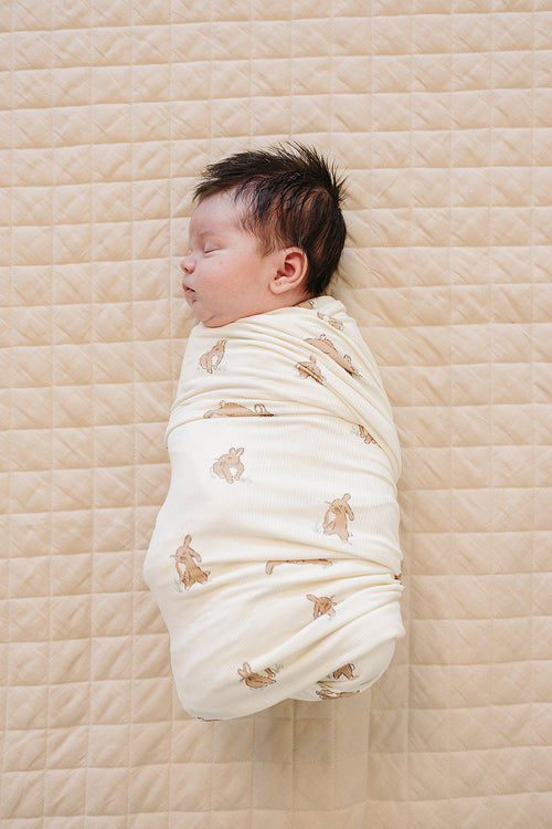 Bunny Ribbed Bamboo Stretch Swaddle