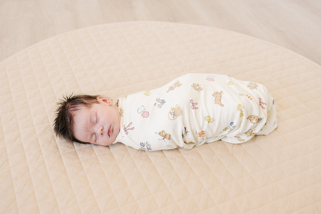 Pink Bunny Ribbed Bamboo Stretch Swaddle