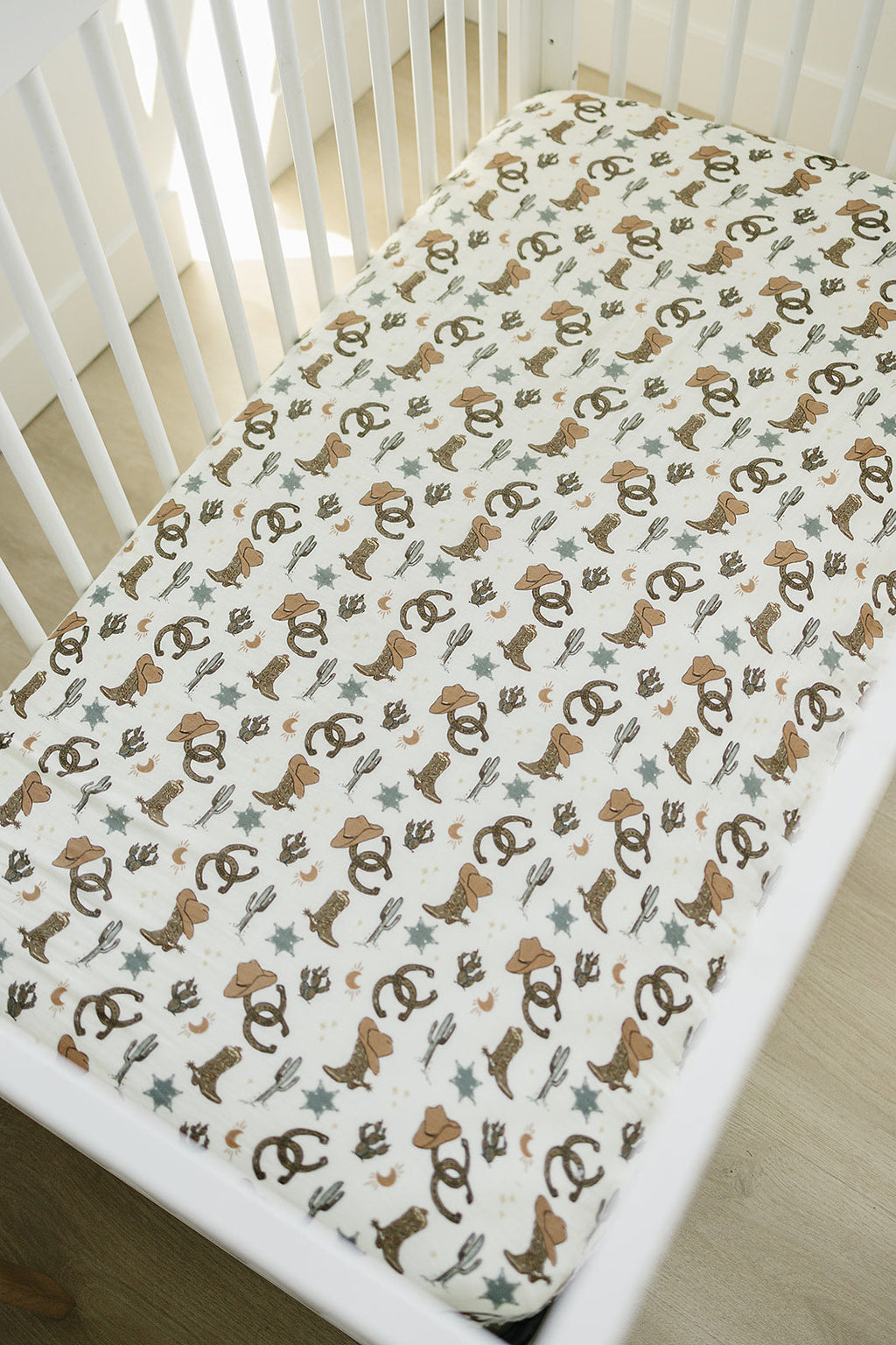 Outlaw Cowboy Muslin Crib Sheet