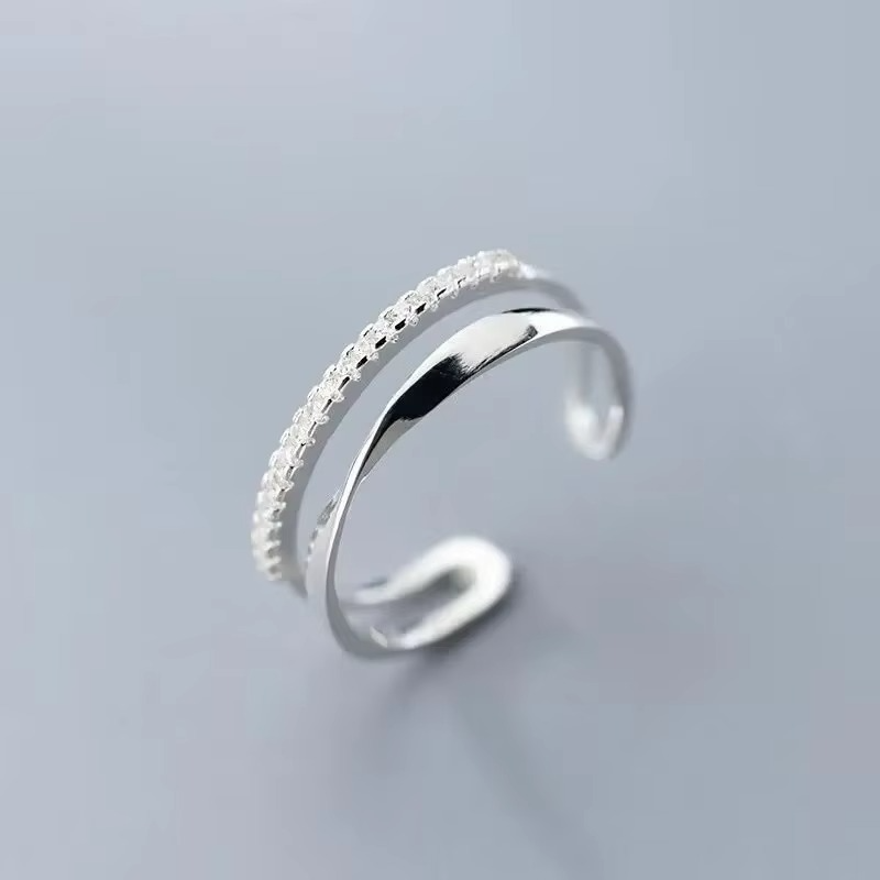 Double Geometry zircon Ring